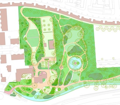 Een deel van het ontwerp van de parkaanleg van Calorama